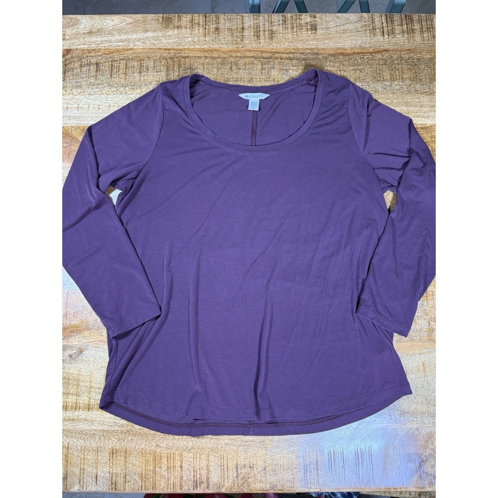 Athleta Stratus II Top Womens Large Purple Long Sleeve Scoop Neck Soft